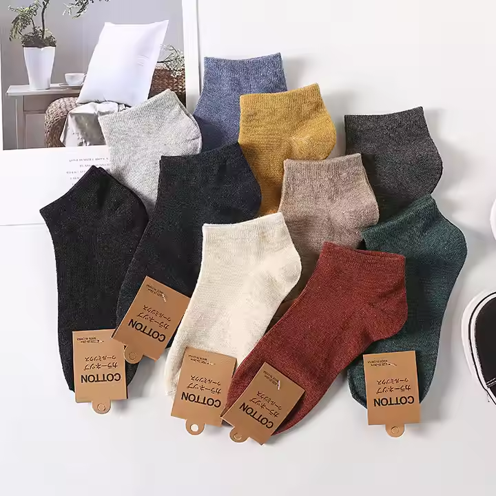 OEM Calcetines Cushioned Invisible Mens Funky Colors Quality Thin Fashion Stripe Men Cotton Ankle Socks