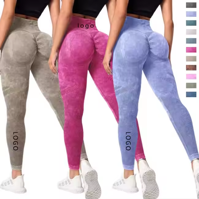 Logo Leggings for Women High Waist Gym Activewear Butt Lift Yoga Pants Elastic Compression Scrunch Seamless Leggings