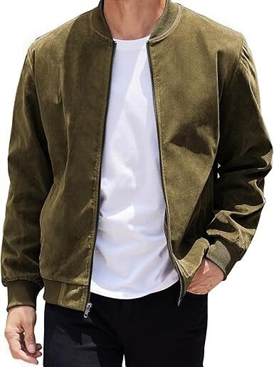 COOFANDY Men's Casual Varsity Jacket Green