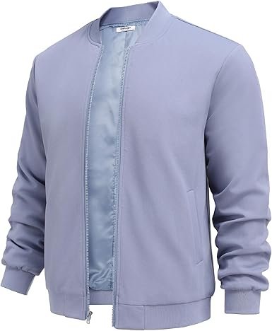 COOFANDY Men's Lightweight Bomber Jacket Light Blue