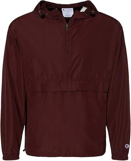 Champion CO200 Men's Hooded Packable Quarter-Zip Jacket Maroon