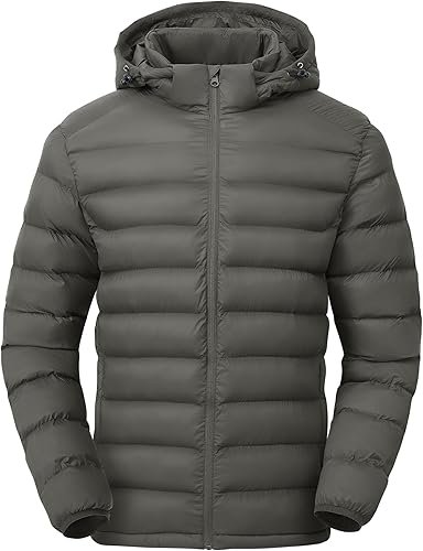 Gopune Men's Lightweight Puffer Jacket Deep Grey