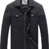WenVen Men's Casual Canvas Cotton Military Lapel Jacket Grey