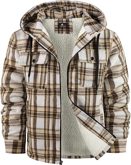ZITY Men's Flannel Hooded Jacket