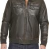 Levi's Mens Faux Leather Aviator Bomber Jacket Dark Brown-Sherpa Lined Levi's Mens Faux Leather Aviator Bomber Jacket Dark Brown-Sherpa Lined