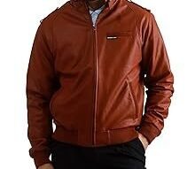 Members Only Iconic Racer Faux Leather Jacket Men Cognac