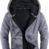 Sweatshirt Fleece Sherpa Lined Warm Jacket Charcoal Heather Grey