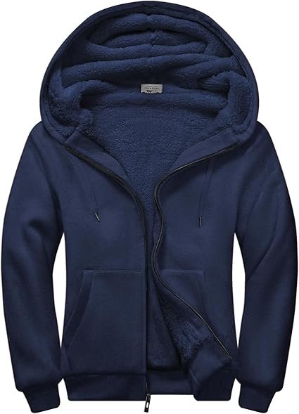 Sweatshirt Fleece Sherpa Lined Warm Jacket Navy Blue