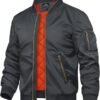 TACVASEN Men's Jackets-Bomber Jacket Dark Grey TACVASEN Men's Jackets-Bomber Jacket Dark Grey
