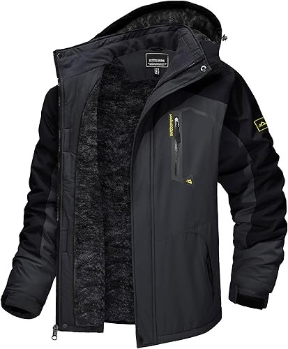 TACVASEN Men's Winter Skiing Jackets Black Gray