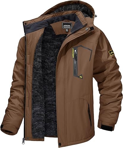 TACVASEN Men's Winter Skiing Jackets Brown